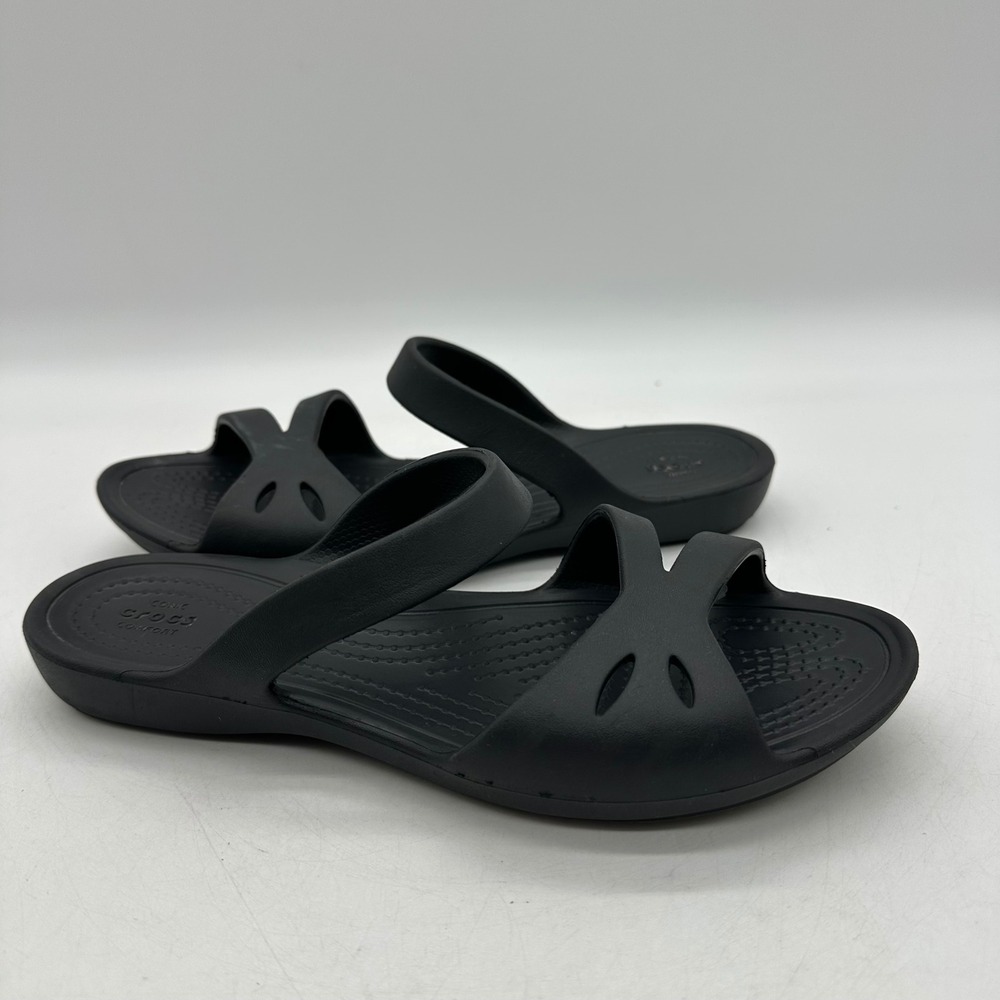 Crocs 203991 Womens Size 7 Black‎ Kelli Sandal Slide Lightweight Comfort Shoes